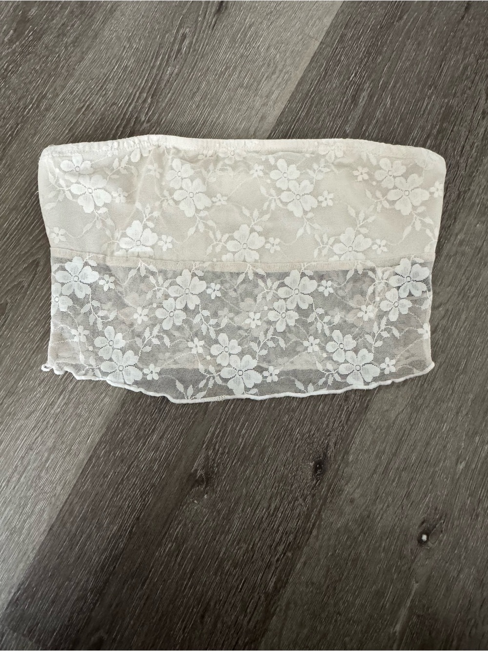 SHEIN White Floral Lace Tube Top Bandeau Size XS